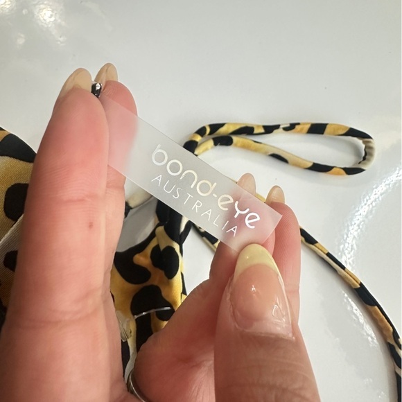 NWT Bond-Eye Golden Leopard Print Cheeky Tie Side Bikini Bottom Sz M - Picture 4 of 9